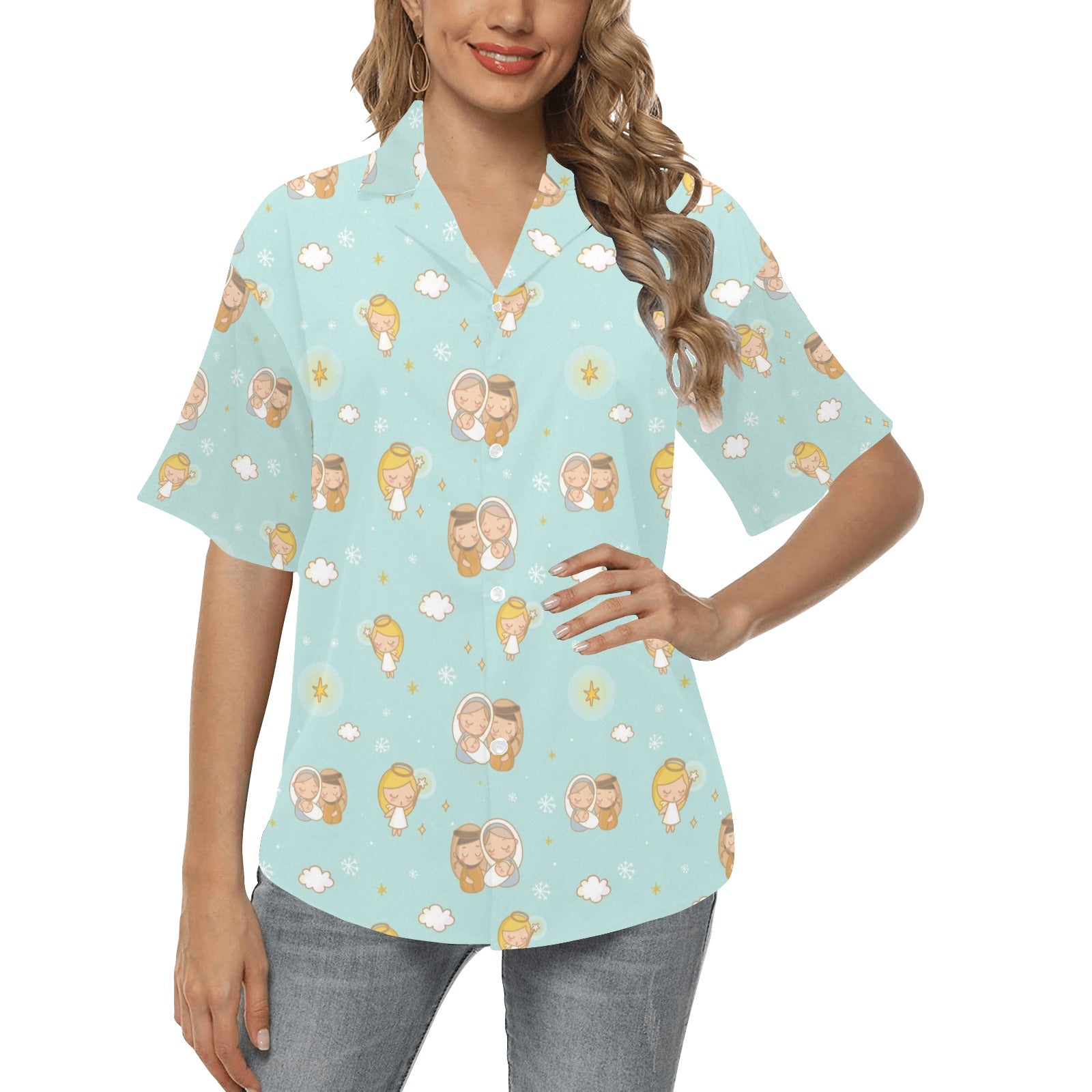 Christian Pattern Print Design 01 Women's Hawaiian Shirt