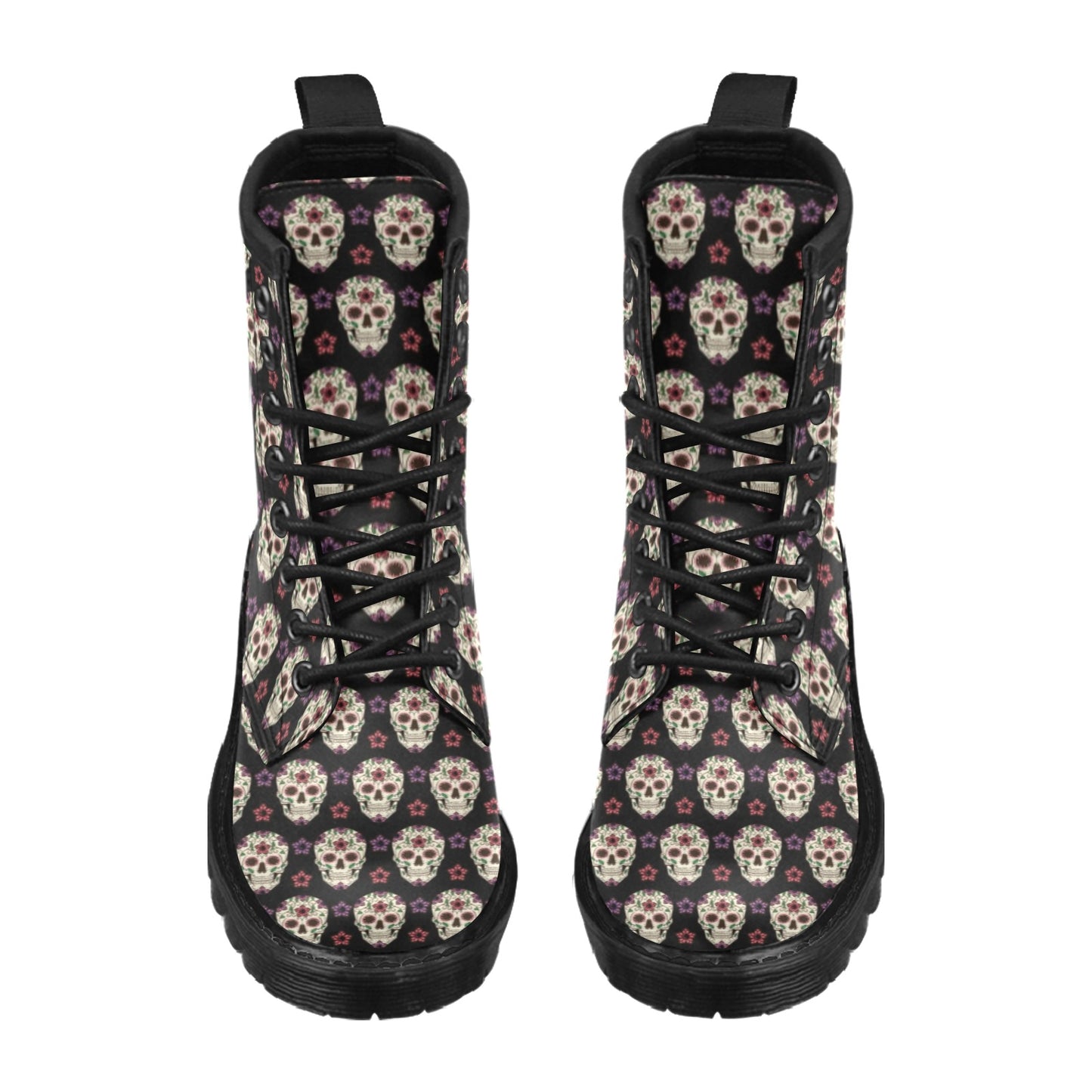 Sugar Skull Print Design LKS304 Women's Boots