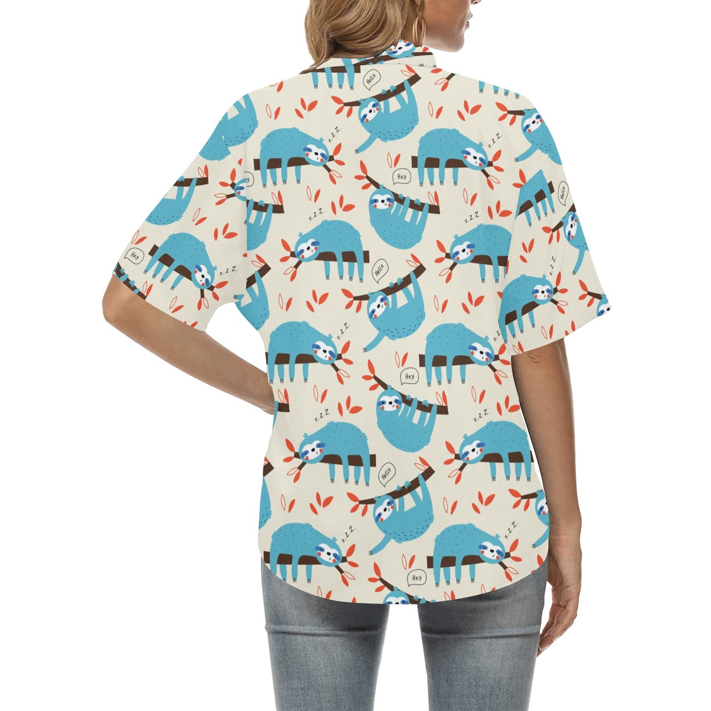 Sloth Print Design LKS3011 Women's Hawaiian Shirt