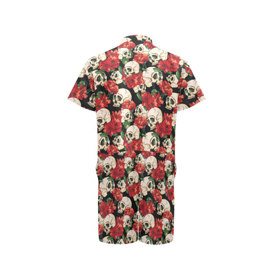 Skull Red Rose Men's Romper