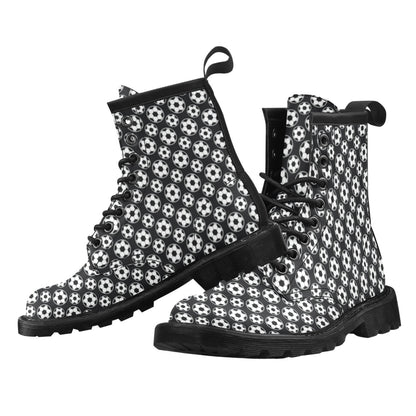 Soccer Ball Black Print Pattern Women's Boots