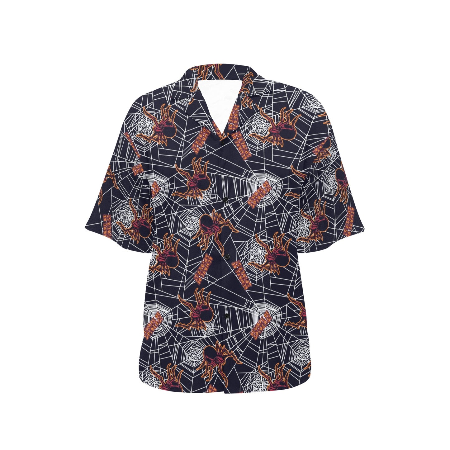 Tarantula Spiderwebs Pattern Print Design 01 Women's Hawaiian Shirt