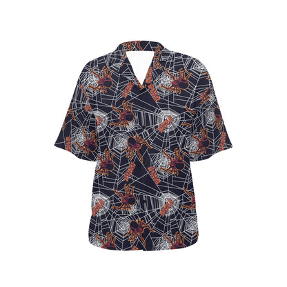 Tarantula Spiderwebs Pattern Print Design 01 Women's Hawaiian Shirt