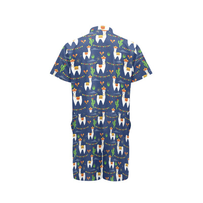 Llama Cactus Pattern Print Design 05 Men's Romper