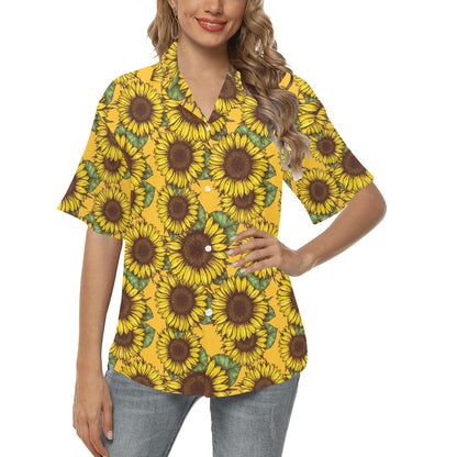Sunflower Pattern Print Design SF04 Women's Hawaiian Shirt