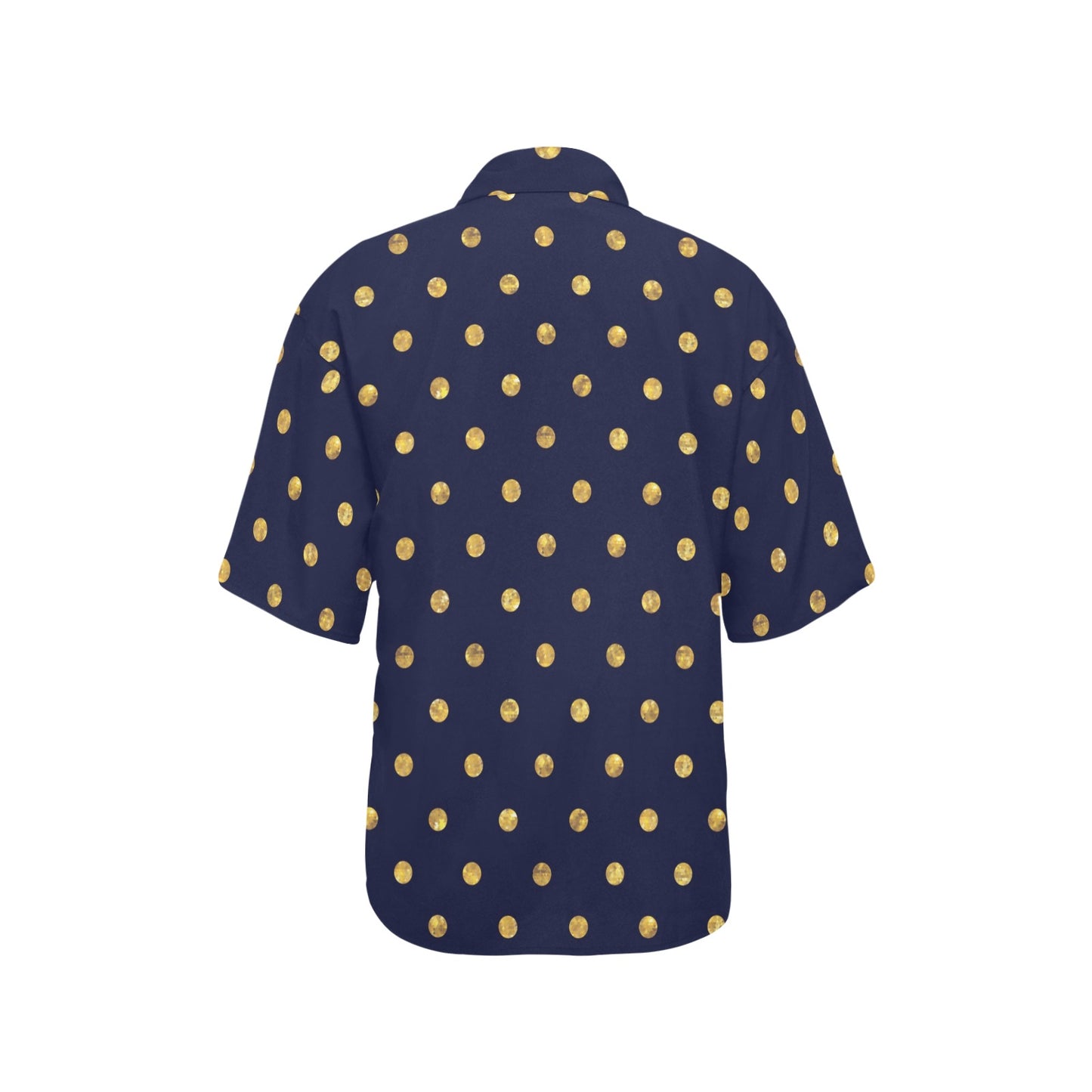 Polka Dot Gold Blue Pattern Print Design 02 Women's Hawaiian Shirt