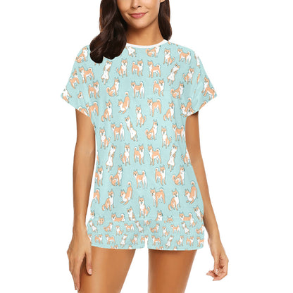 Shiba Inu Print Design LKS304 Women's Short Pajama Set