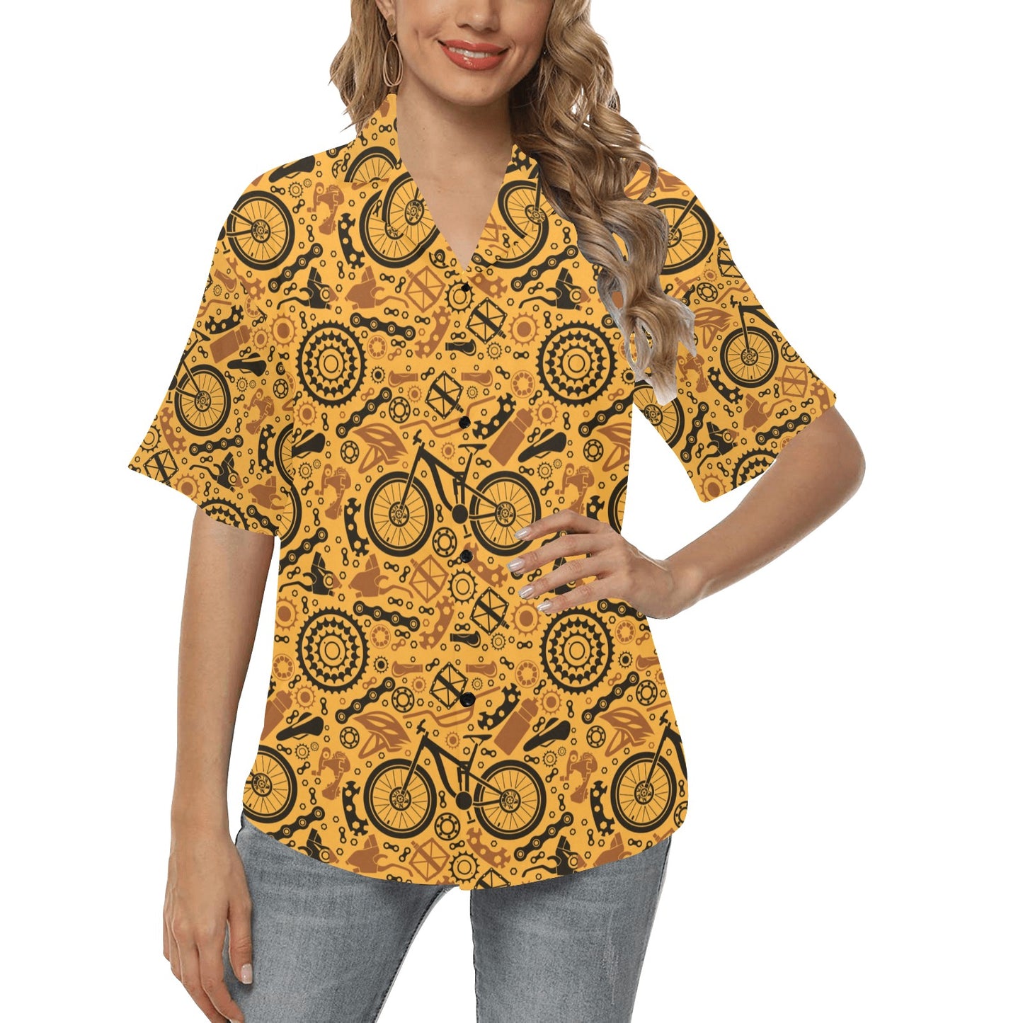Mountain bike Pattern Print Design 03 Women's Hawaiian Shirt