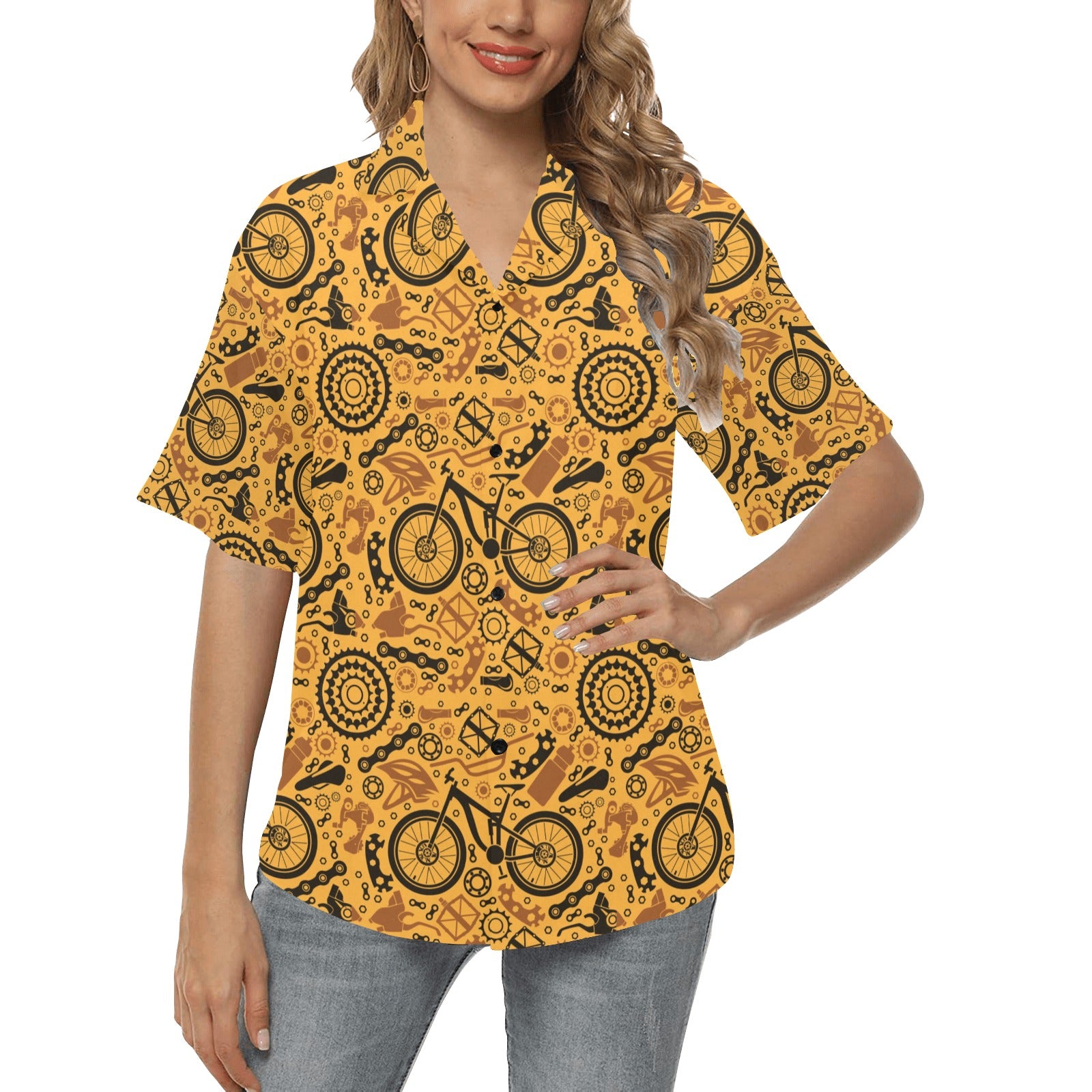 Mountain bike Pattern Print Design 03 Women's Hawaiian Shirt