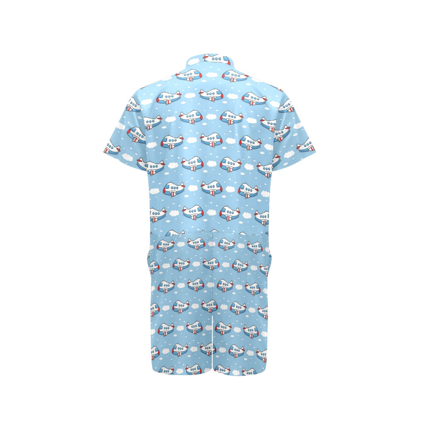 Airplane Cartoon Pattern Print Design 07 Men's Romper