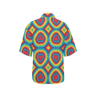 Tie Dye Heart shape Women's Hawaiian Shirt