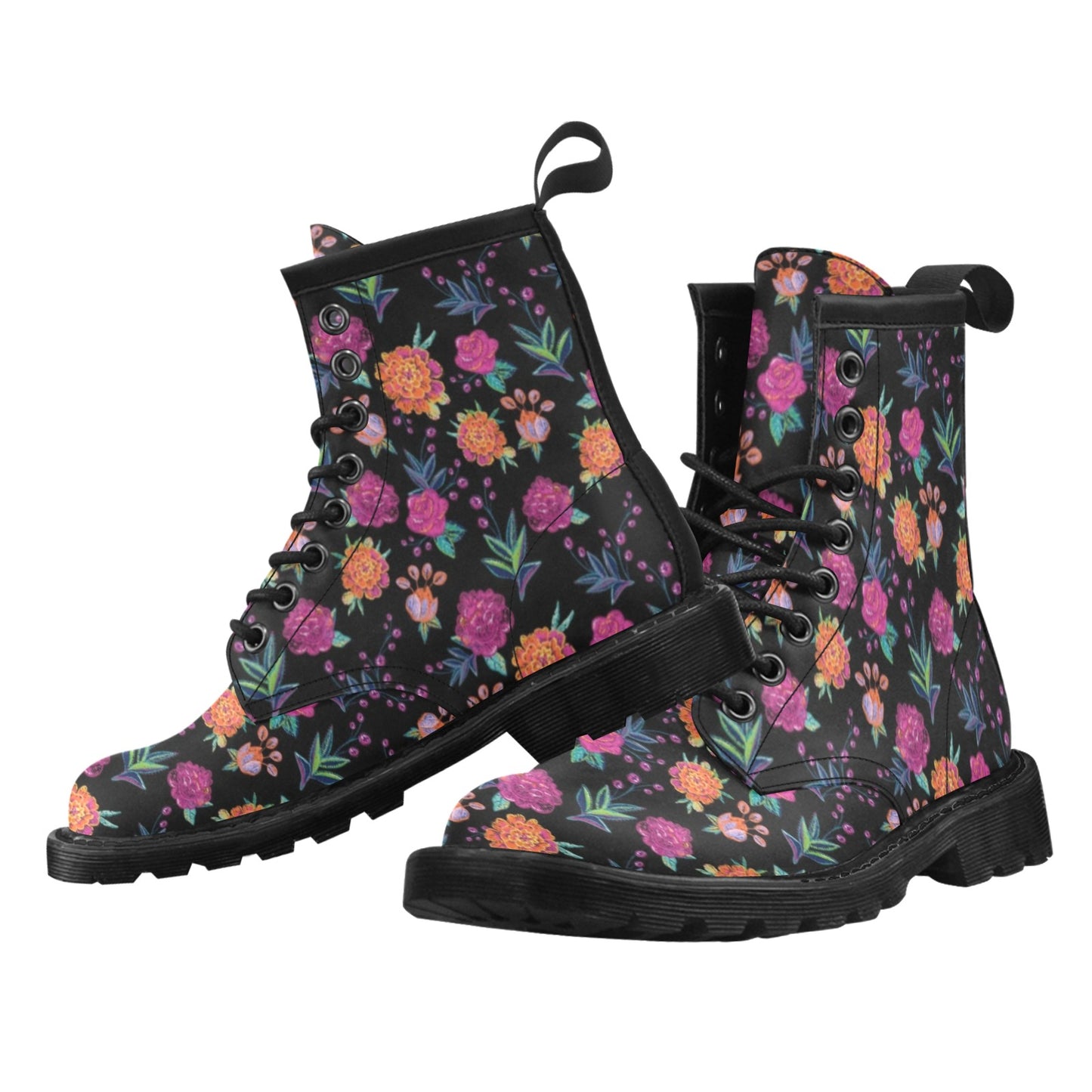 Marigold Pattern Print Design MR02 Women's Boots