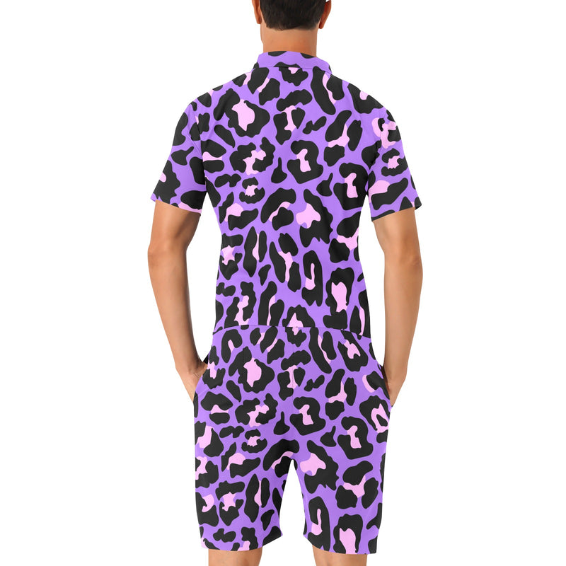 Cheetah Purple Neon Print Pattern Men's Romper