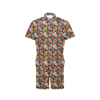 Sugar Skull Print Design LKS306 Men's Romper