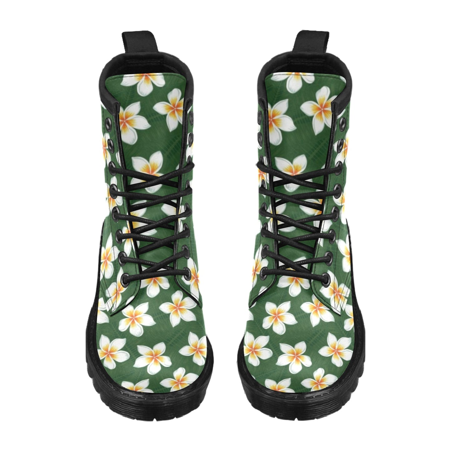 White Plumeria Pattern Print Design PM020 Women's Boots