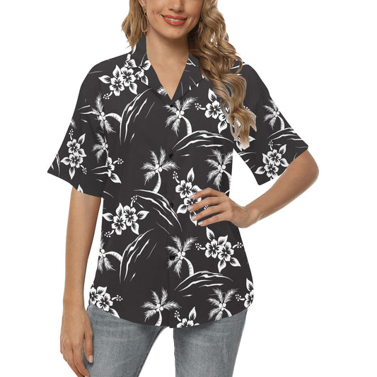 Palm Tree Pattern Print Design PT02 Women's Hawaiian Shirt