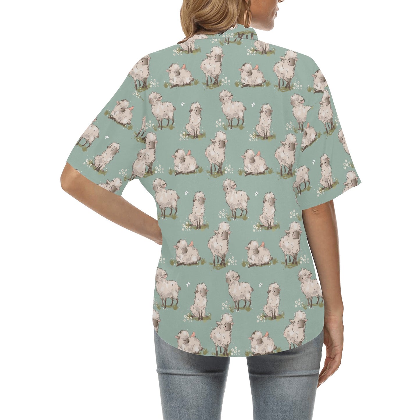 Sheep Print Design LKS405 Women's Hawaiian Shirt