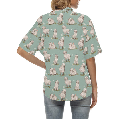 Sheep Print Design LKS405 Women's Hawaiian Shirt