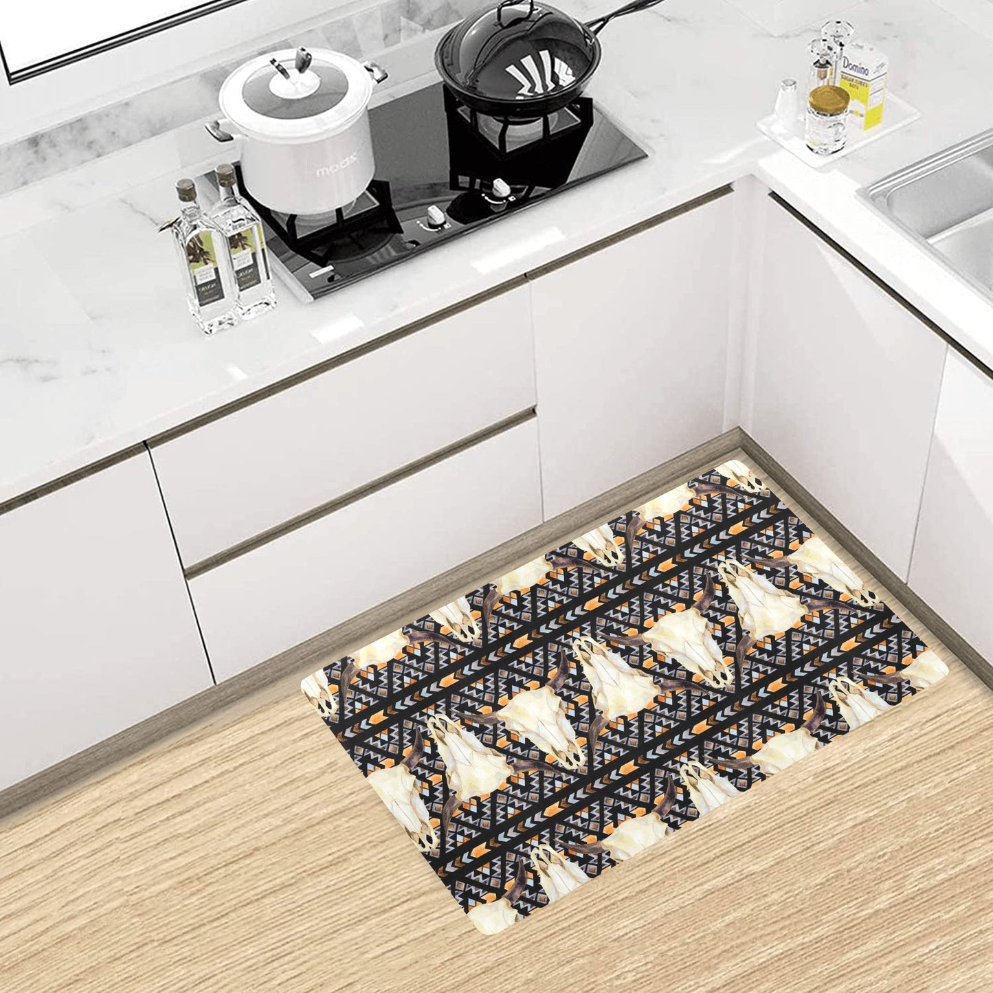 Buffalo Head Pattern Print Design 03 Kitchen Mat