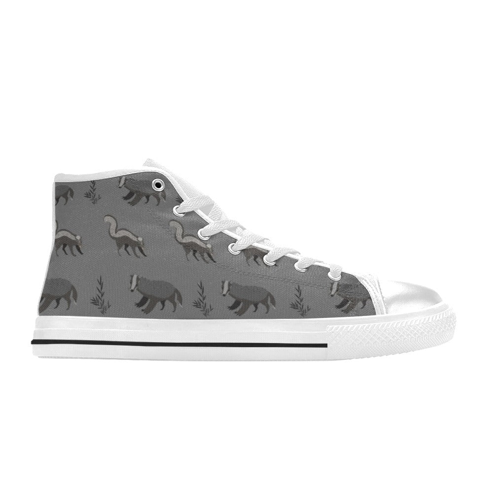 Skunk Print Design LKS301 High Top Women's White Shoes