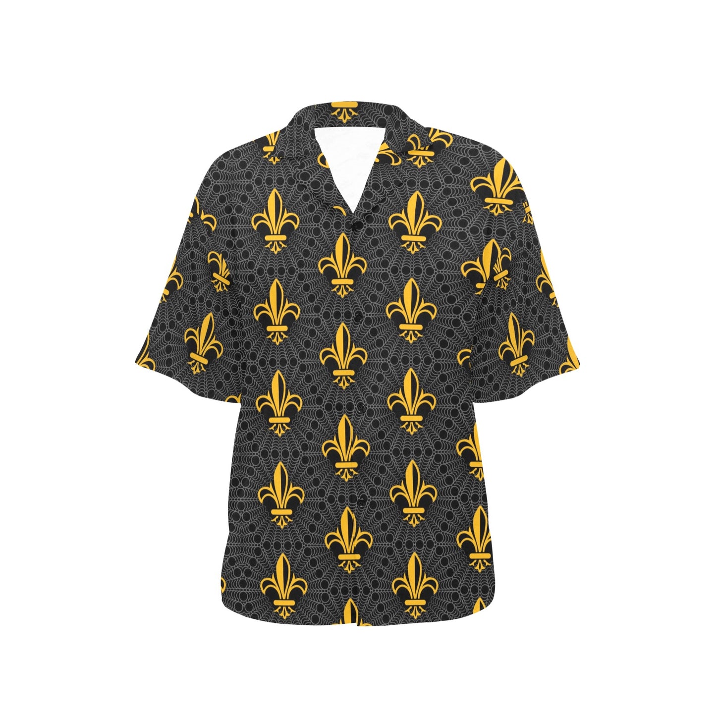 Fleur De Lis Gold Pattern Print Design 01 Women's Hawaiian Shirt