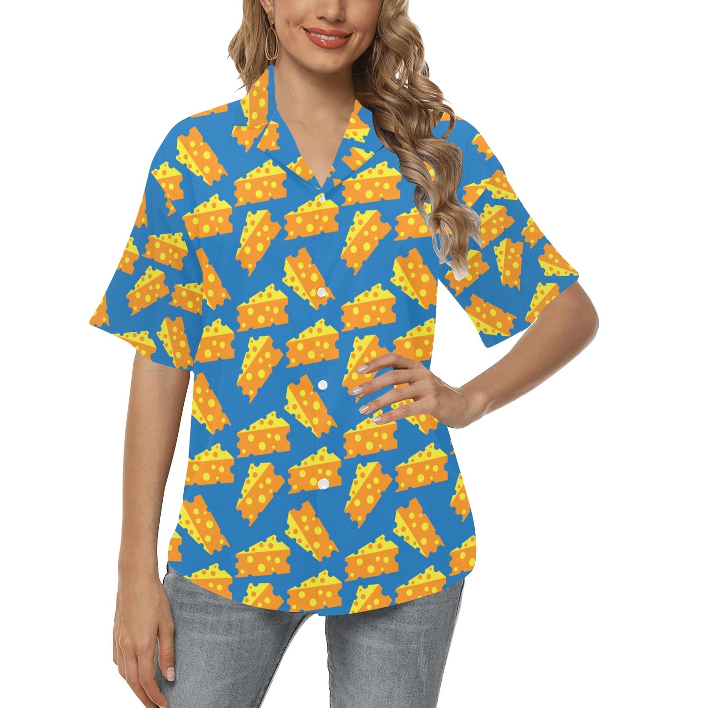 Cheese Pattern Print Design 05 Women's Hawaiian Shirt