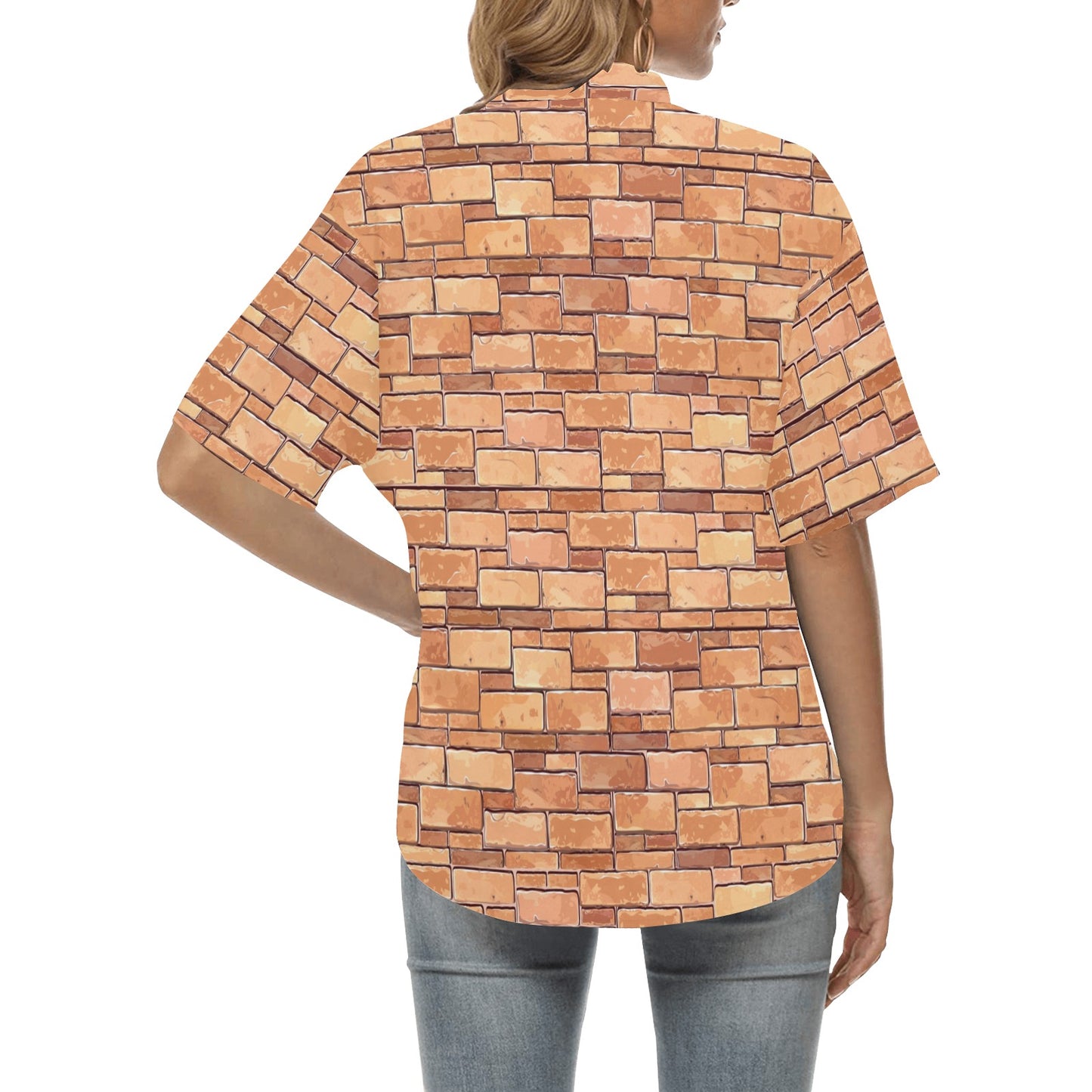 Brick Pattern Print Design 01 Women's Hawaiian Shirt