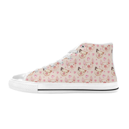 Pig Print Design LKS406 High Top Women's White Shoes