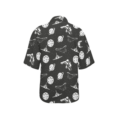 Space Astronauts Print Women's Hawaiian Shirt