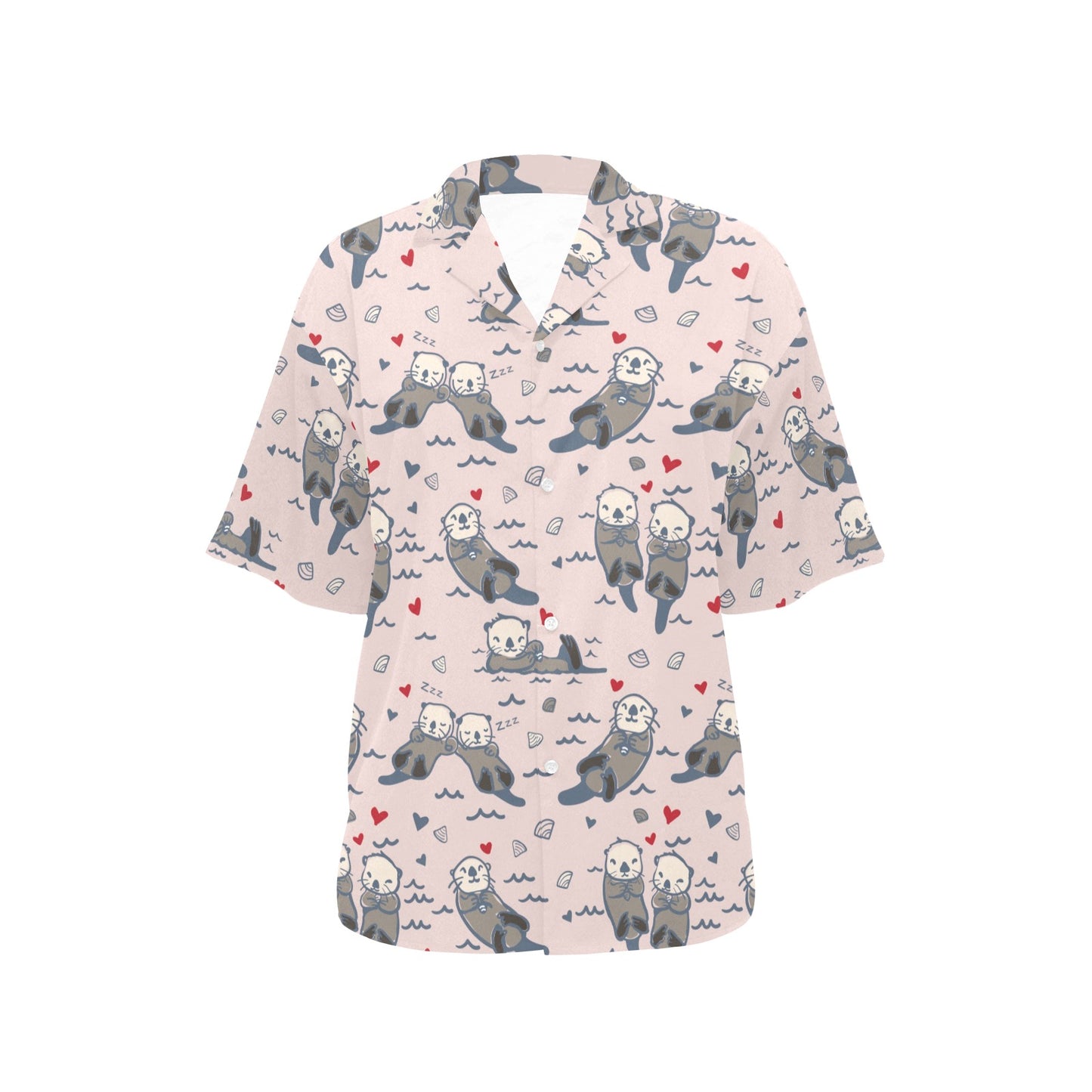 Sea Otter Pattern Print Design 02 Women's Hawaiian Shirt
