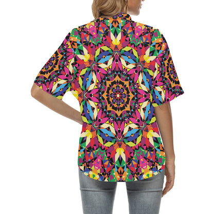 Kaleidoscope Pattern Print Design 02 Women's Hawaiian Shirt