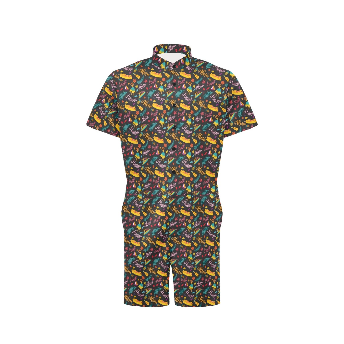 Aloha Hawaii Summer Design Themed Print Men's Romper