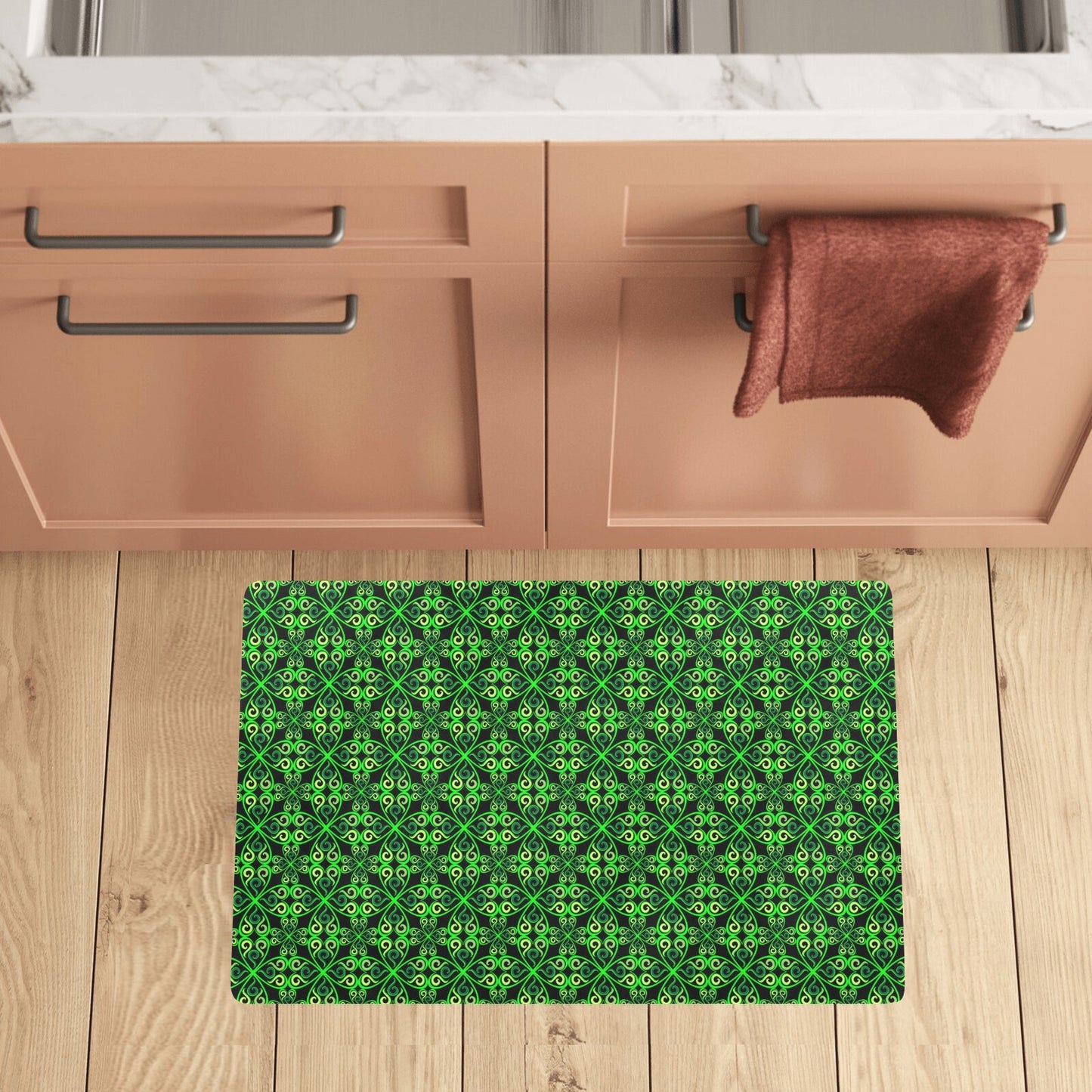 Celtic Green Neon Design Kitchen Mat