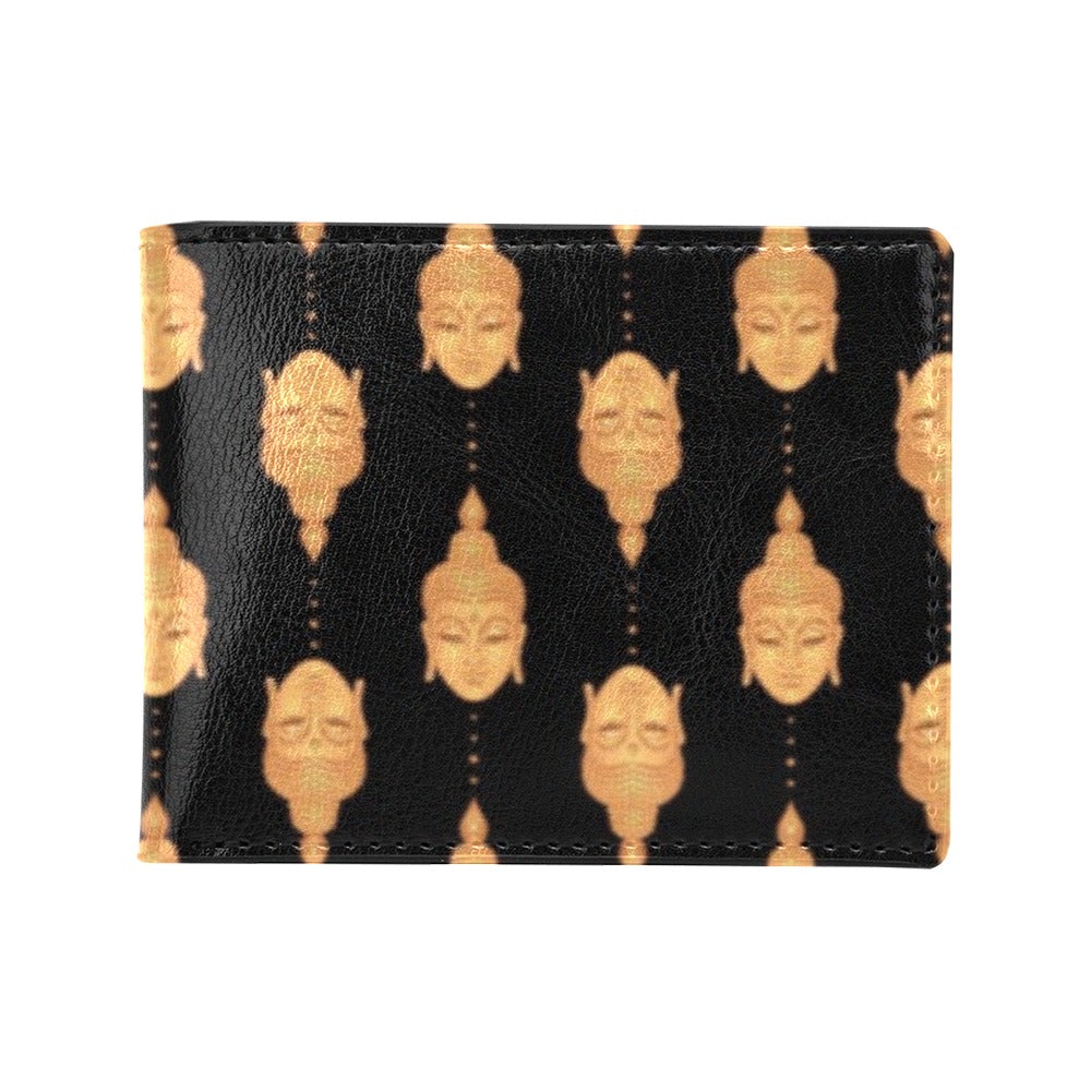 Buddha Head Gold Print Men's ID Card Wallet