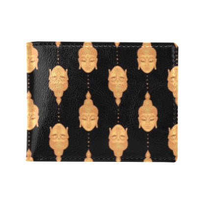 Buddha Head Gold Print Men's ID Card Wallet