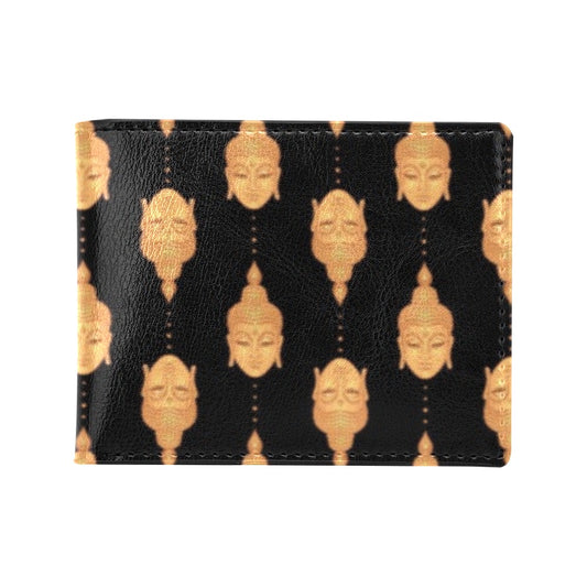 Buddha Head Gold Print Men's ID Card Wallet