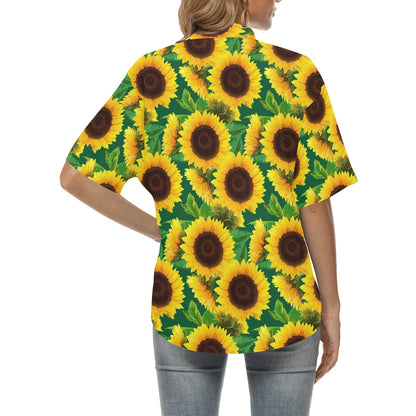 Sunflower Pattern Print Design SF02 Women's Hawaiian Shirt