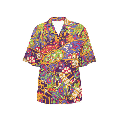 Funky Retro Pattern Print Design A04 Women's Hawaiian Shirt