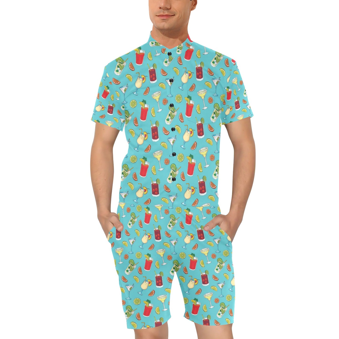 Cocktail Pattern Print Design 05 Men's Romper