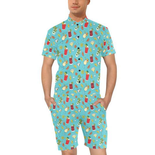 Cocktail Pattern Print Design 05 Men's Romper