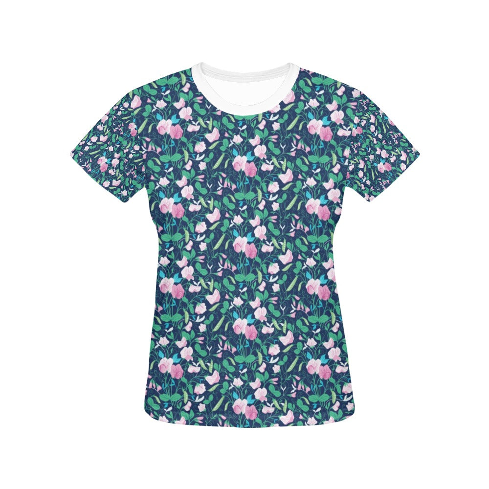 Sweet Pea Print Design LKS303 Women's  T-shirt