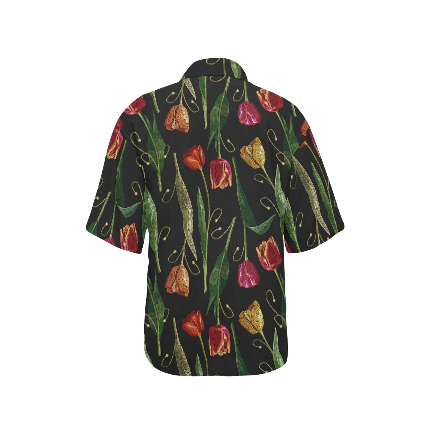 Tulip Embroidered Pattern Print Design TP01 Women's Hawaiian Shirt