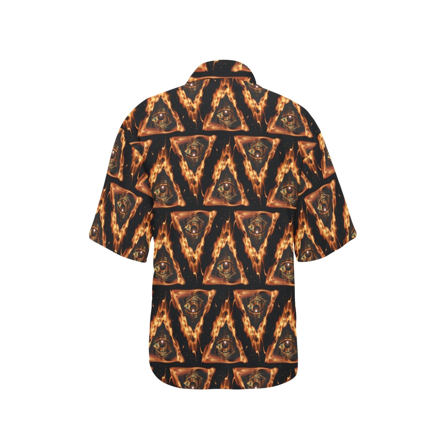 Eye of Horus in Flame Print Women's Hawaiian Shirt
