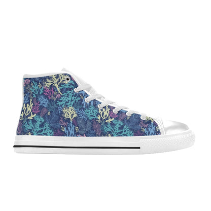 Seaweed Print Design LKS301 High Top Women's White Shoes
