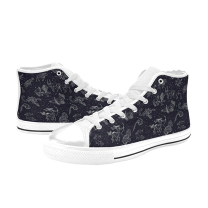 Zodiac Print Design LKS304 High Top Women's White Shoes