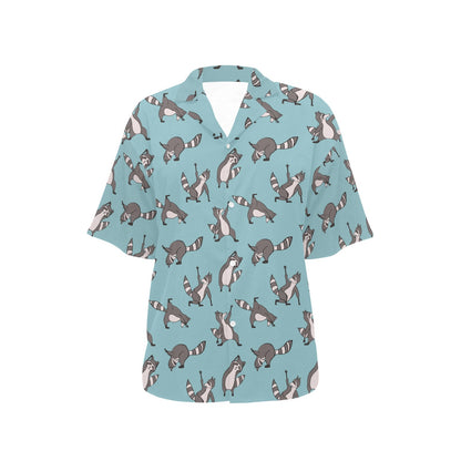 Raccoon Pattern Print Design A07 Women's Hawaiian Shirt
