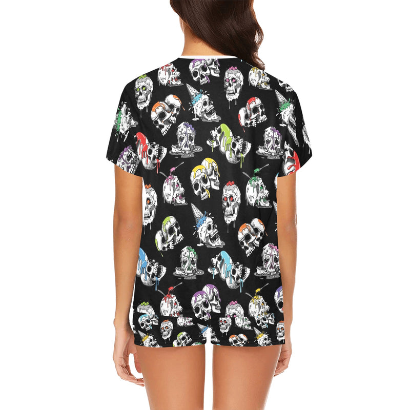 Skull Print Design LKS3013 Women's Short Pajama Set