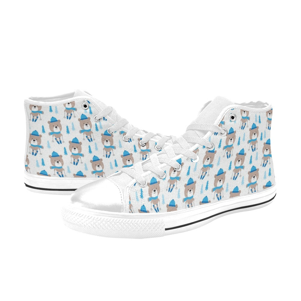 Ski Print Design LKS306 High Top Women's White Shoes
