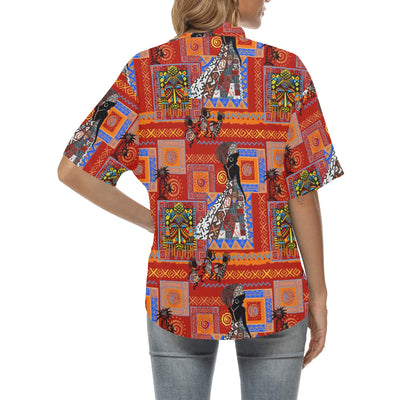 African Print Pattern Women's Hawaiian Shirt