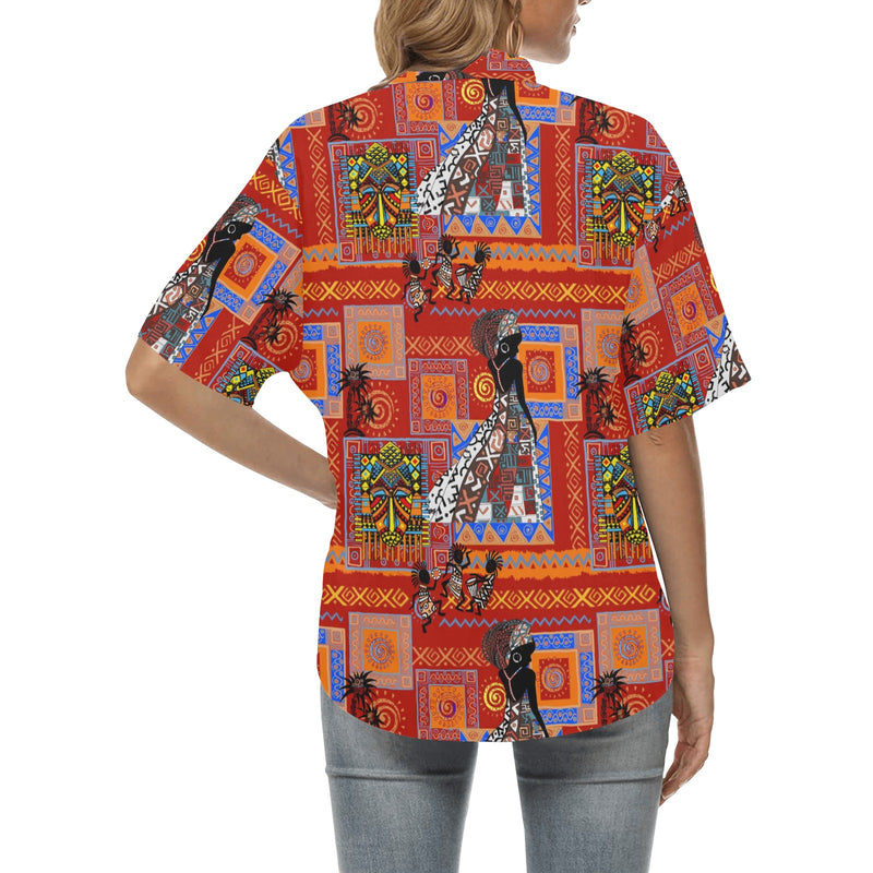 African Print Pattern Women's Hawaiian Shirt